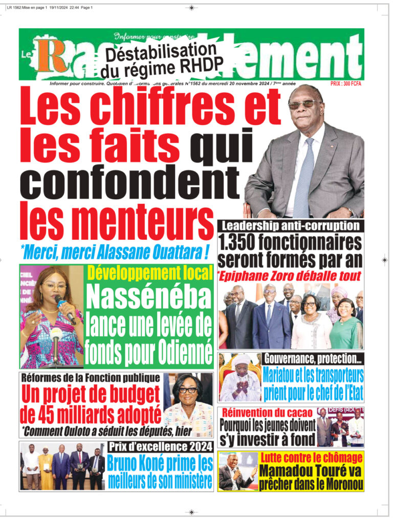 Côte d’Ivoire-AIP/ REVUE DE PRESSE: fin de la révision de la liste électorale et divers autres sujets à la Une des journaux de ce mercredi 20 novembre 2024