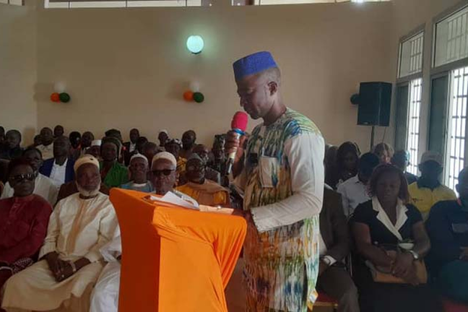 Cérémonie de présentation des voeux au Préfet de région du Kabadougou, préfet du département d’Odienné, René Famy Kouamé. Discours du porte-parole de la chefferie, Bamba Soumaila