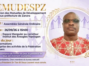 Côte d’Ivoire-AIP/ Une fédération de mutuelles appelle à la mobilisation des ressortissants de Zanzra pour relancer ses activités