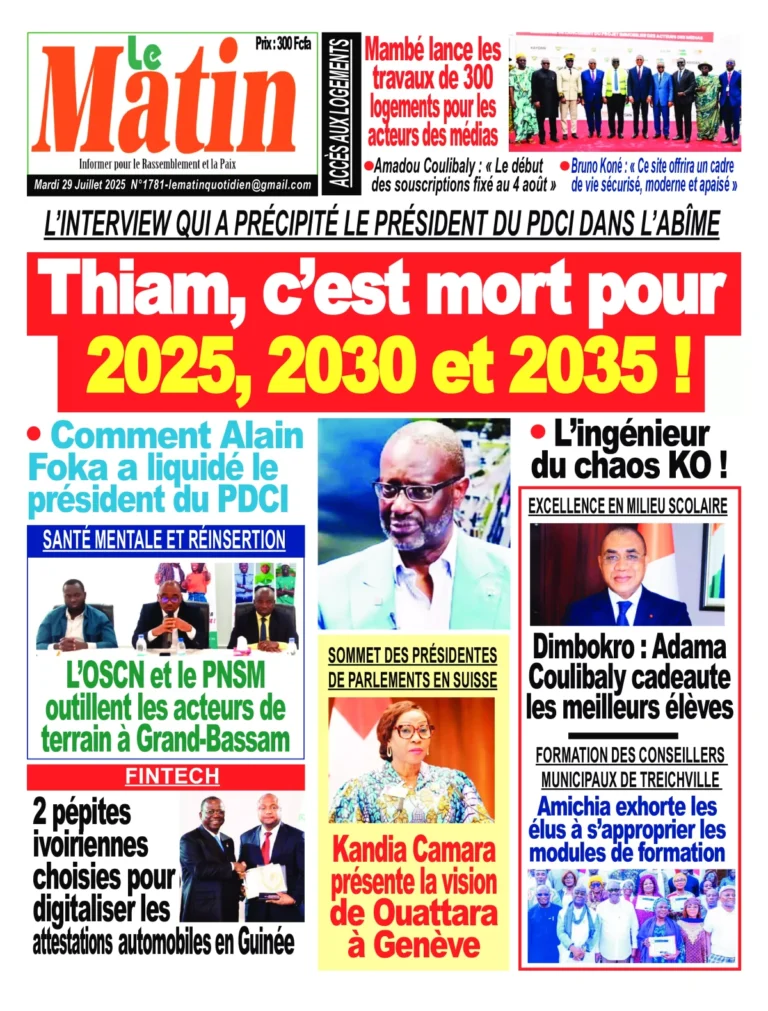 Côte d’Ivoire-AIP/ REVUE DE PRESSE: les journaux se focalisent sur l’interview accordée par Thiam au journaliste Alain Foka