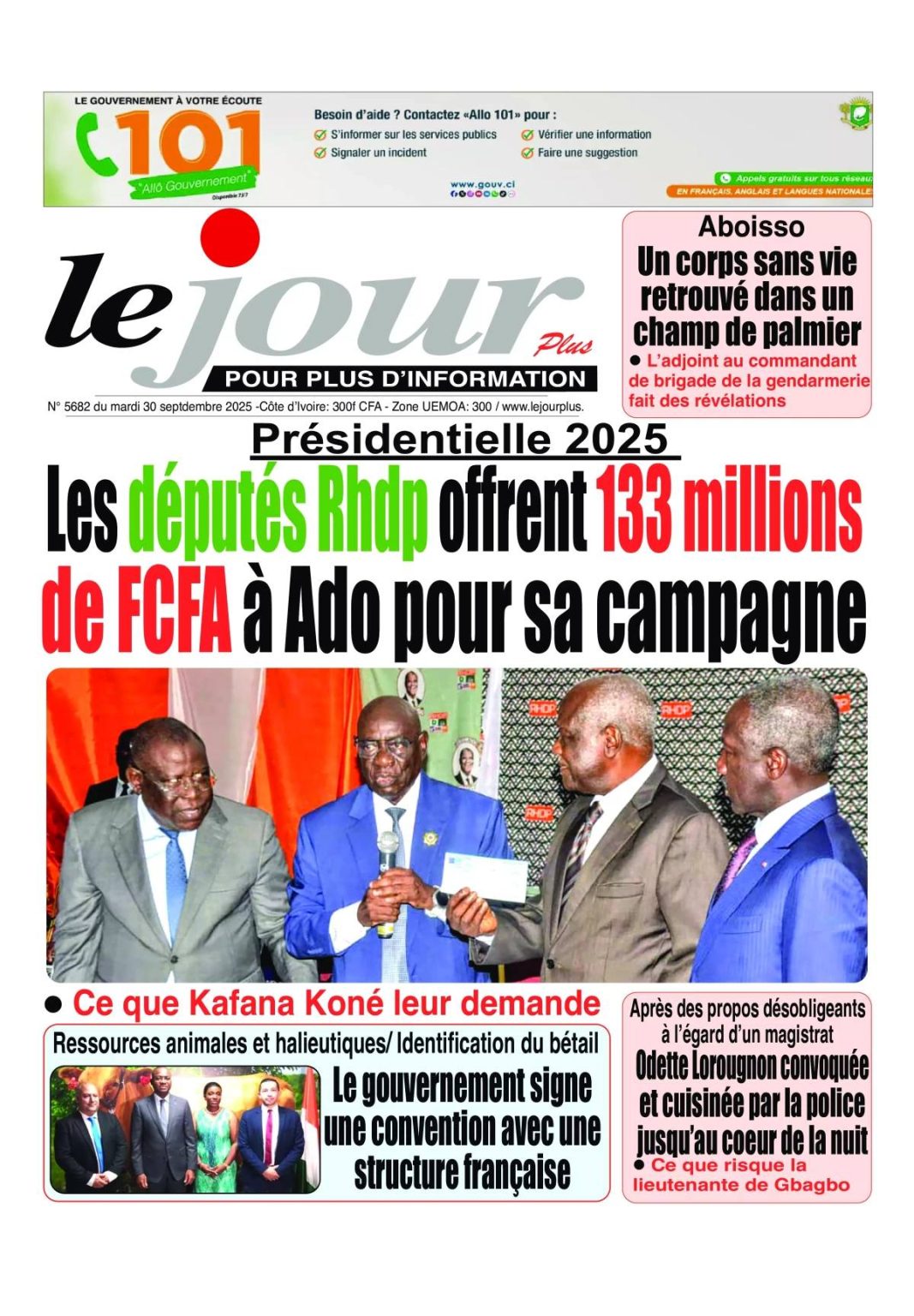 Côte d’Ivoire-AIP/Revue de presse/La présidentielle 2025 principale affiche des journaux de ce mardi 30 septembre