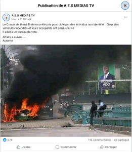 Capture d’écran de la publication sur Facebook, effectuée le 26 octobre 2025