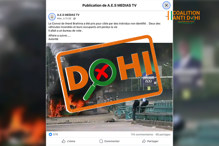 Présidentielle en Côte d’Ivoire : faux, le convoi du ministre de la Défense n’a pas été attaqué le jour de l’élection