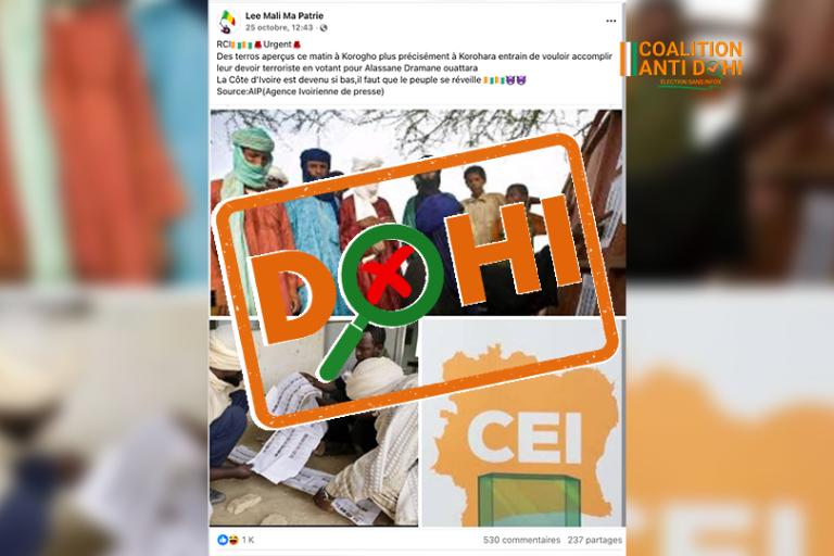 Côte d’Ivoire- AIP / Élection présidentielle en Côte d’Ivoire : faux, l’Agence ivoirienne de presse n’a pas rapporté que des terroristes ont voté à Korhogo (Nord)