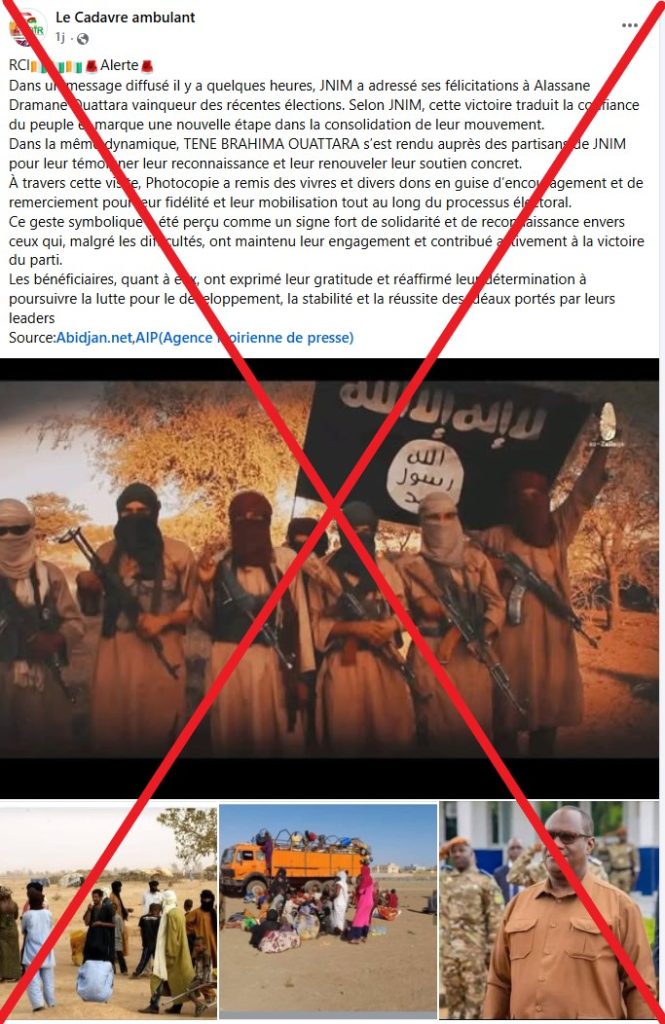 AIP-Fact-checking / NON, le ministre ivoirien Téné Brahima Ouattara n’a pas rencontré le JNIM pour leur offrir des vivres