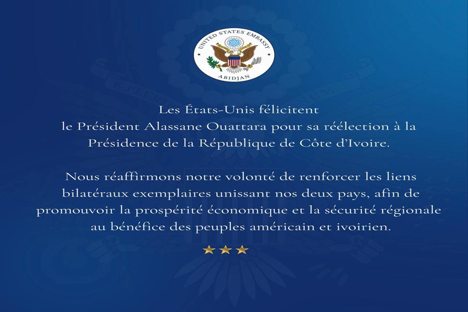 Côte d’Ivoire-AIP / Présidentielle 2025 : les États-Unis félicitent Alassane Ouattara pour sa réélection