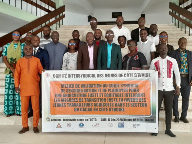 Côte d’Ivoire-AIP/ Le Comité intersyndical des jeunes valide un guide syndical sur la transition juste dans la filière cacao