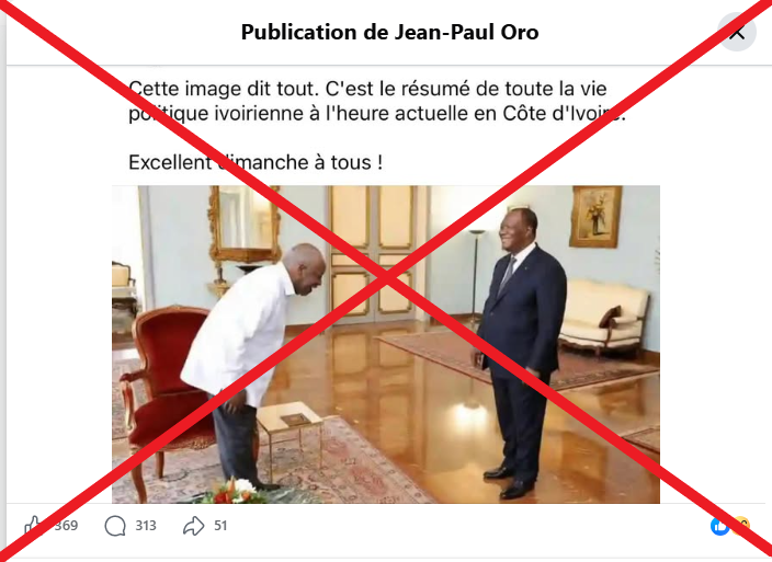 AIP-Fact-checking / Faux : une photo de Laurent Gbagbo courbé devant le président Alassane Ouattara a été manipulée