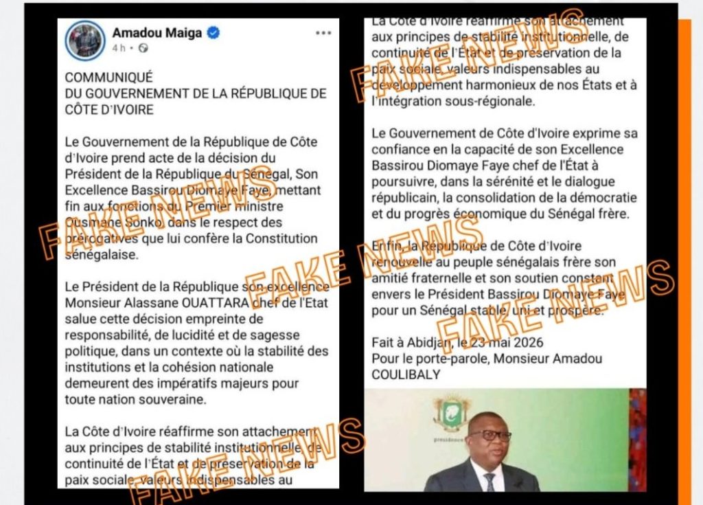 AIP/ L'ANSSI dément l'authenticité d'un communiqué attribué au gouvernement ivoirien sur la situation politique sénégalaise