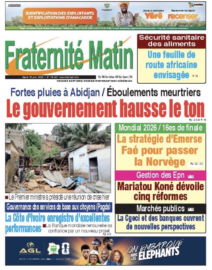 Côte d’Ivoire-AIP/ Revue de presse : les pluies diluviennes à Abidjan dominent les Unes des journaux