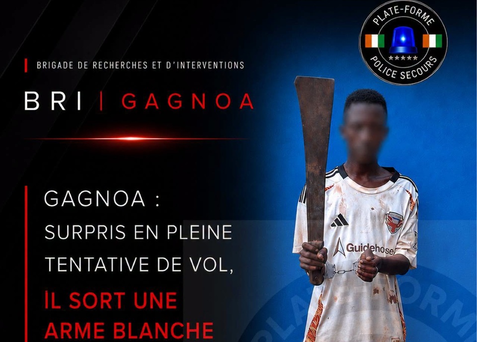  Côte d'Ivoire-AIP/ Un individu interpellé en flagrant délit de tentative de vol par la BRI Gagnoa