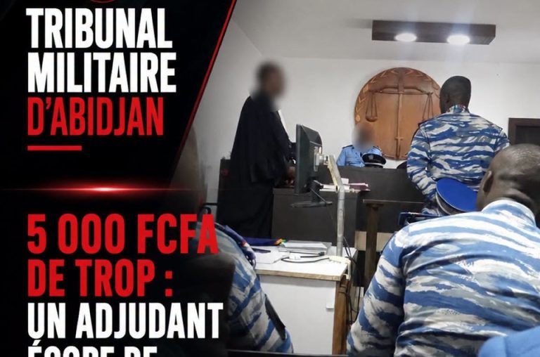 Côte d’Ivoire-AIP/ Le Tribunal militaire d’Abidjan condamne un adjudant à cinq ans de prison pour extorsion de fonds