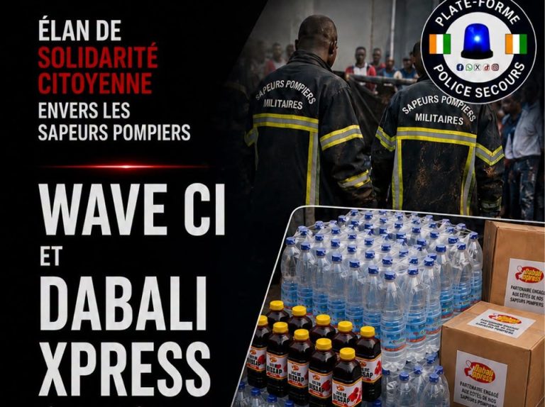 Côte d’Ivoire-AIP/ Face aux intempéries, la plateforme Police Secours suscite un élan de solidarité en soutien aux sapeurs-pompiers