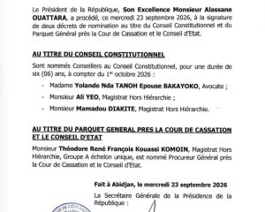 Côte d’Ivoire-AIP/ Trois nouveaux conseillers nommés au Conseil constitutionnel (Présidence)